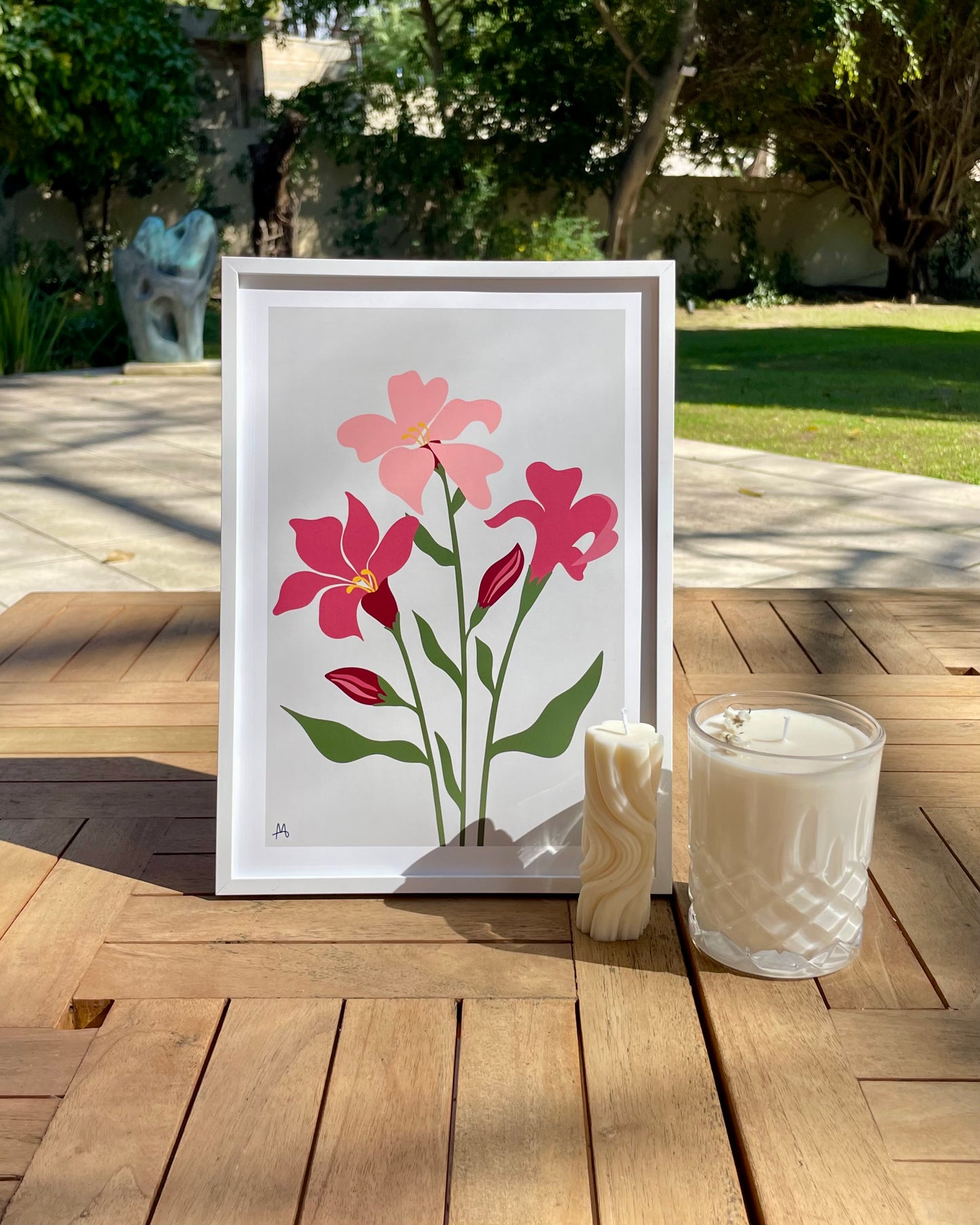 Three Pink Flowers Print