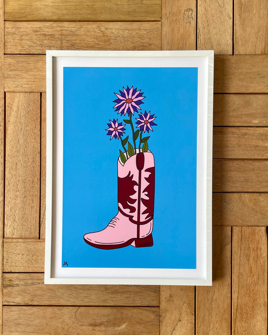 Blue Cowboy Boot Print