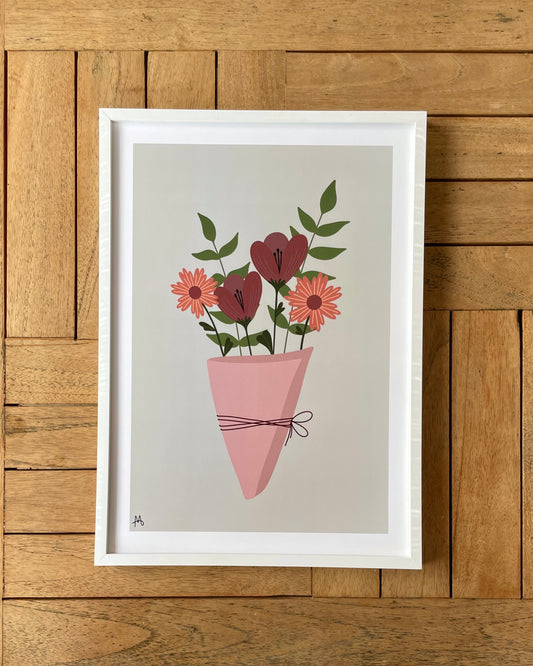 A Bouquet Of Pink Flowers Print